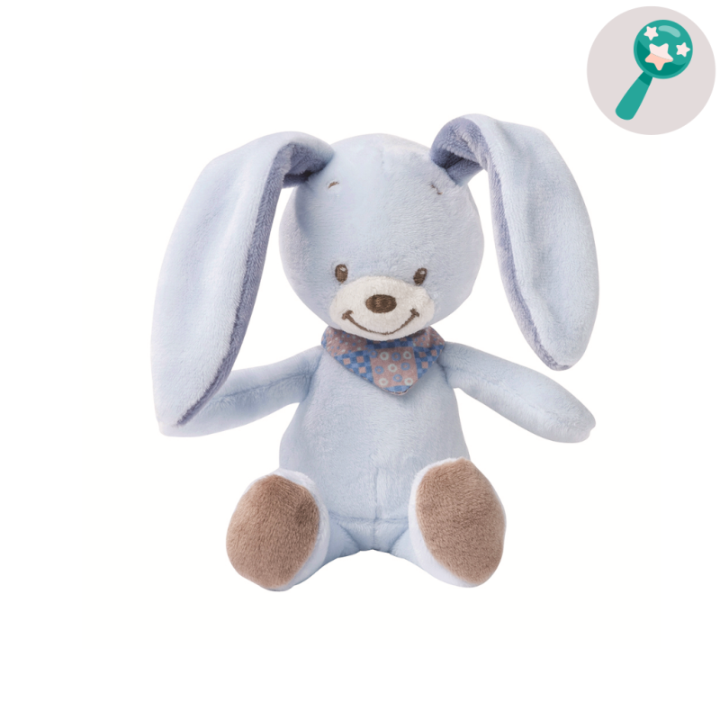  alex et bibou soft toy rabbit blue 15 cm 
